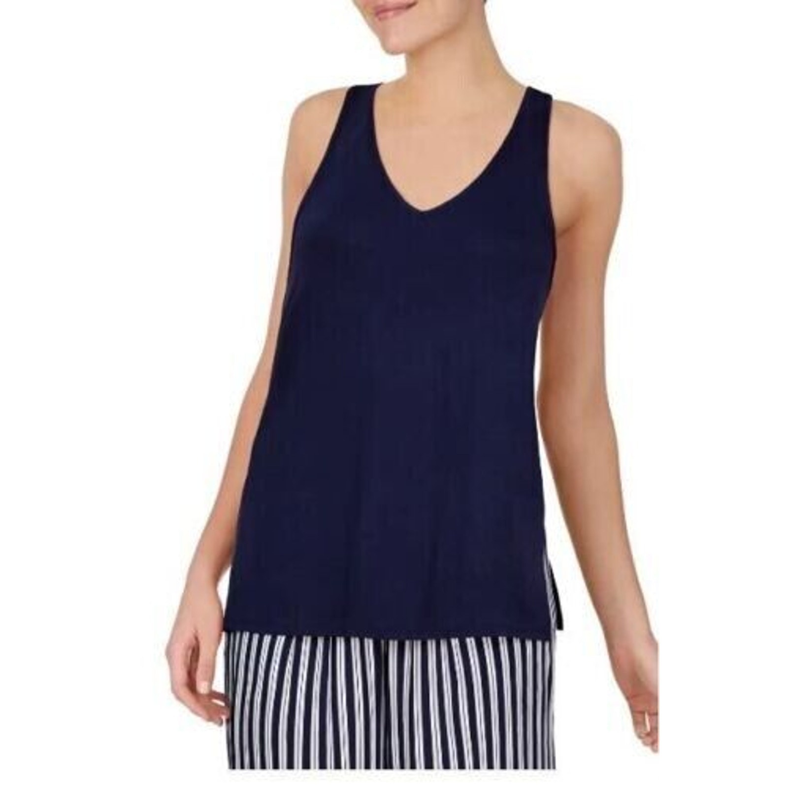 Refinery29 Women's V-Neck Racerback Knit Pajama Tank In Navy Medium — image 2 of 3